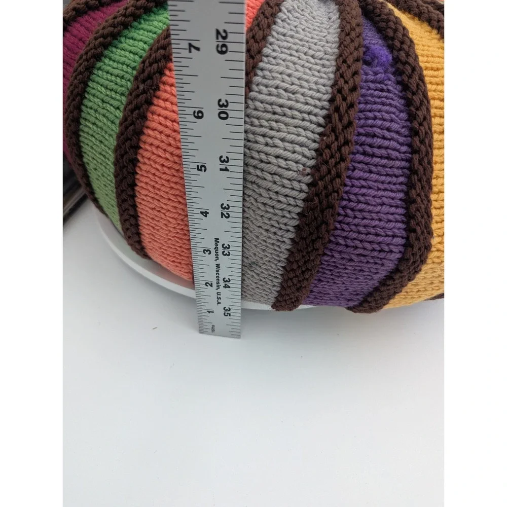 VTG Handmade Crochet Round Floor‎ Pillow Multicolor Boho Cushion 15 Inch Granny